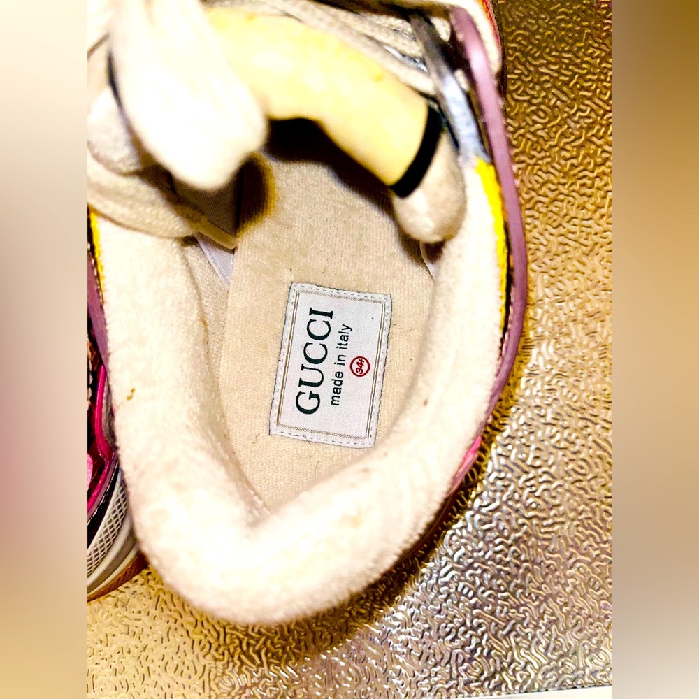 GUCCI Ultrapace Ace Snake Leather Distressed Suede Sneakers - Picture 2 of 12